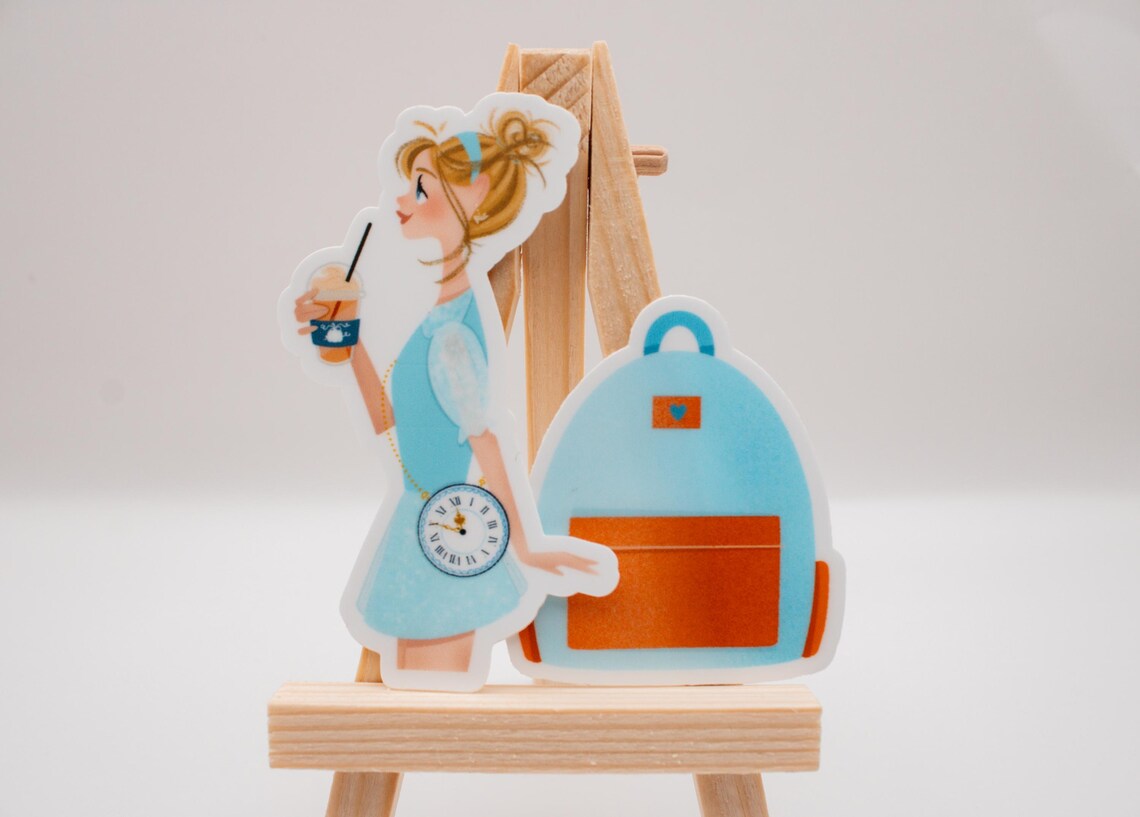 Cinderella at Disney World sticker set, with a Princess at the Park sticker and a backpack sticker.