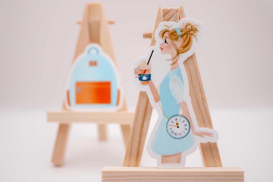 Cinderella at Disney World sticker set, with a Princess at the Park sticker and a backpack sticker.