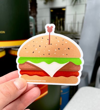 Cheeseburger Sticker with Mickey Toothpick
