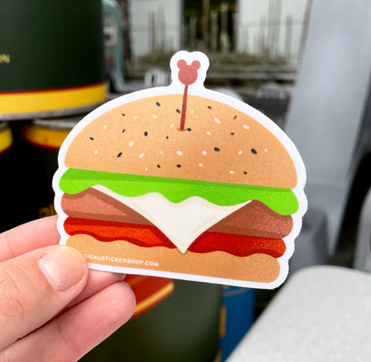 Cheeseburger Sticker with Mickey Toothpick