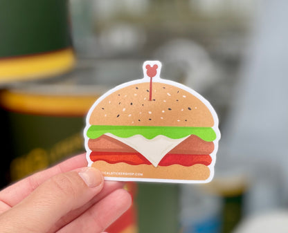 Cheeseburger Sticker with Mickey Toothpick