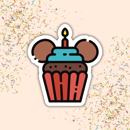 Disney Birthday Cupcake Sticker