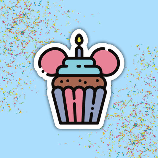 Disney Birthday Cupcake Sticker
