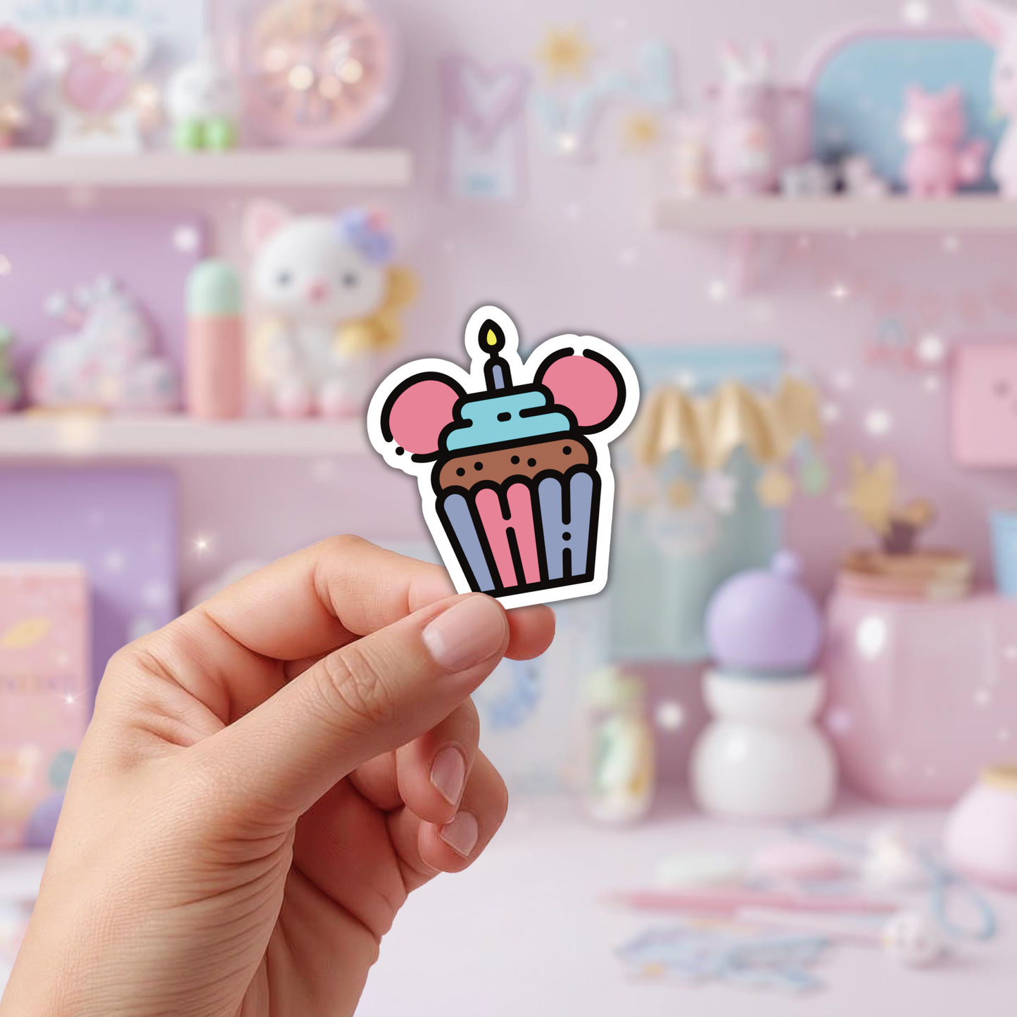 Disney Birthday Cupcake Sticker