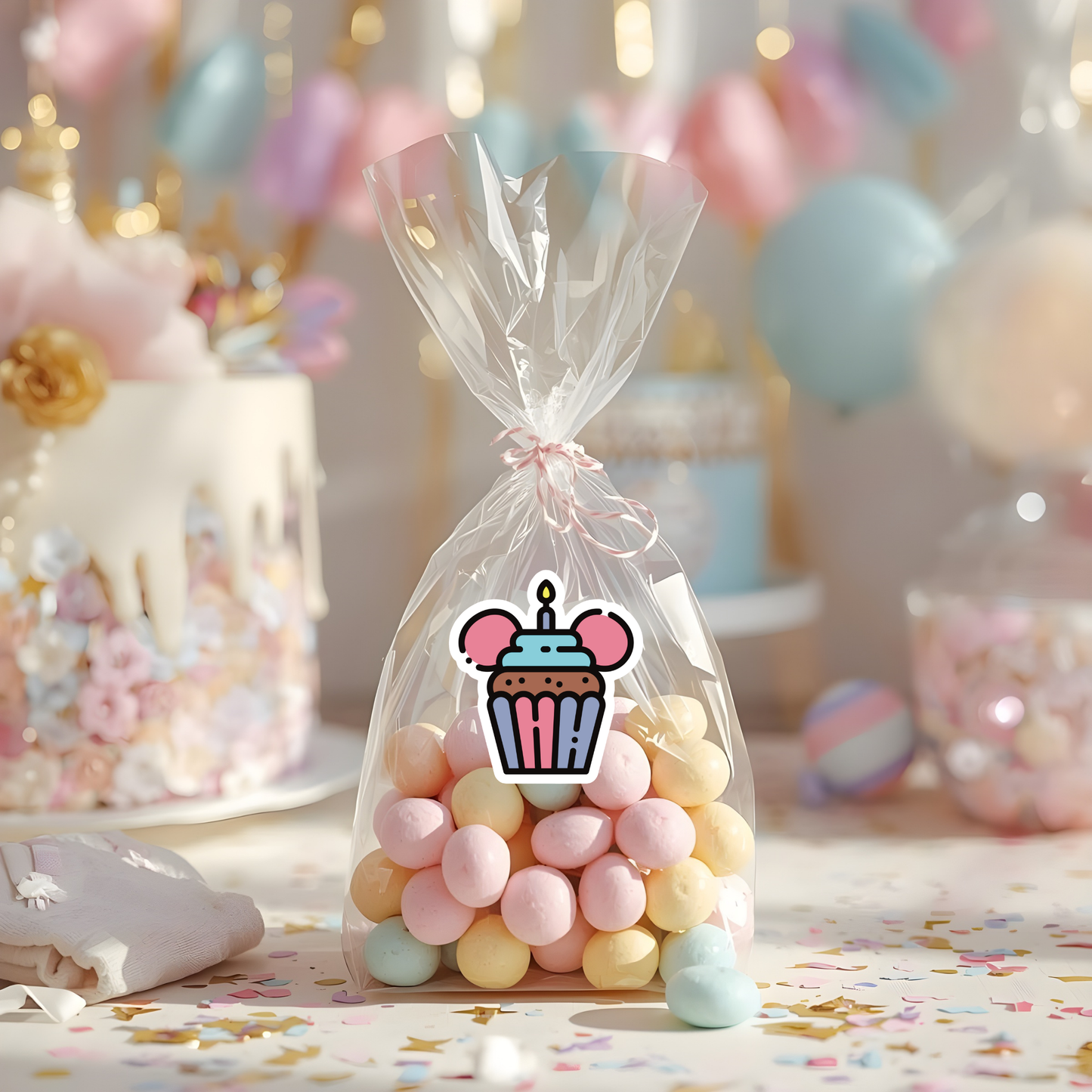 Disney Birthday Cupcake Sticker