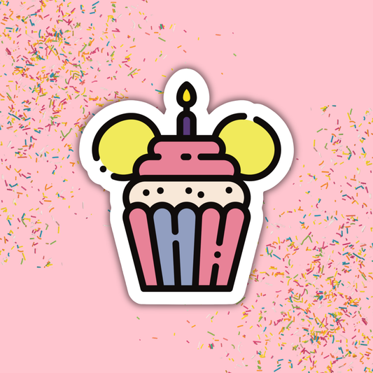 Disney Birthday Cupcake Sticker