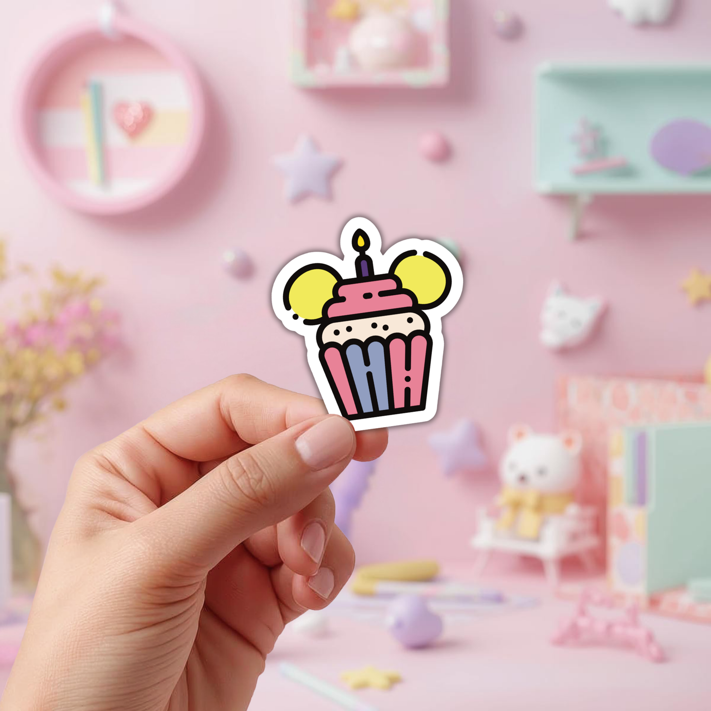 Disney Birthday Cupcake Sticker