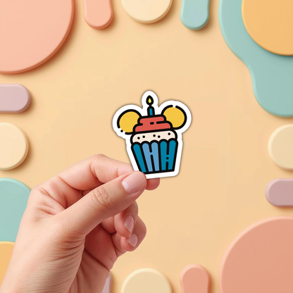 Disney Birthday Cupcake Sticker