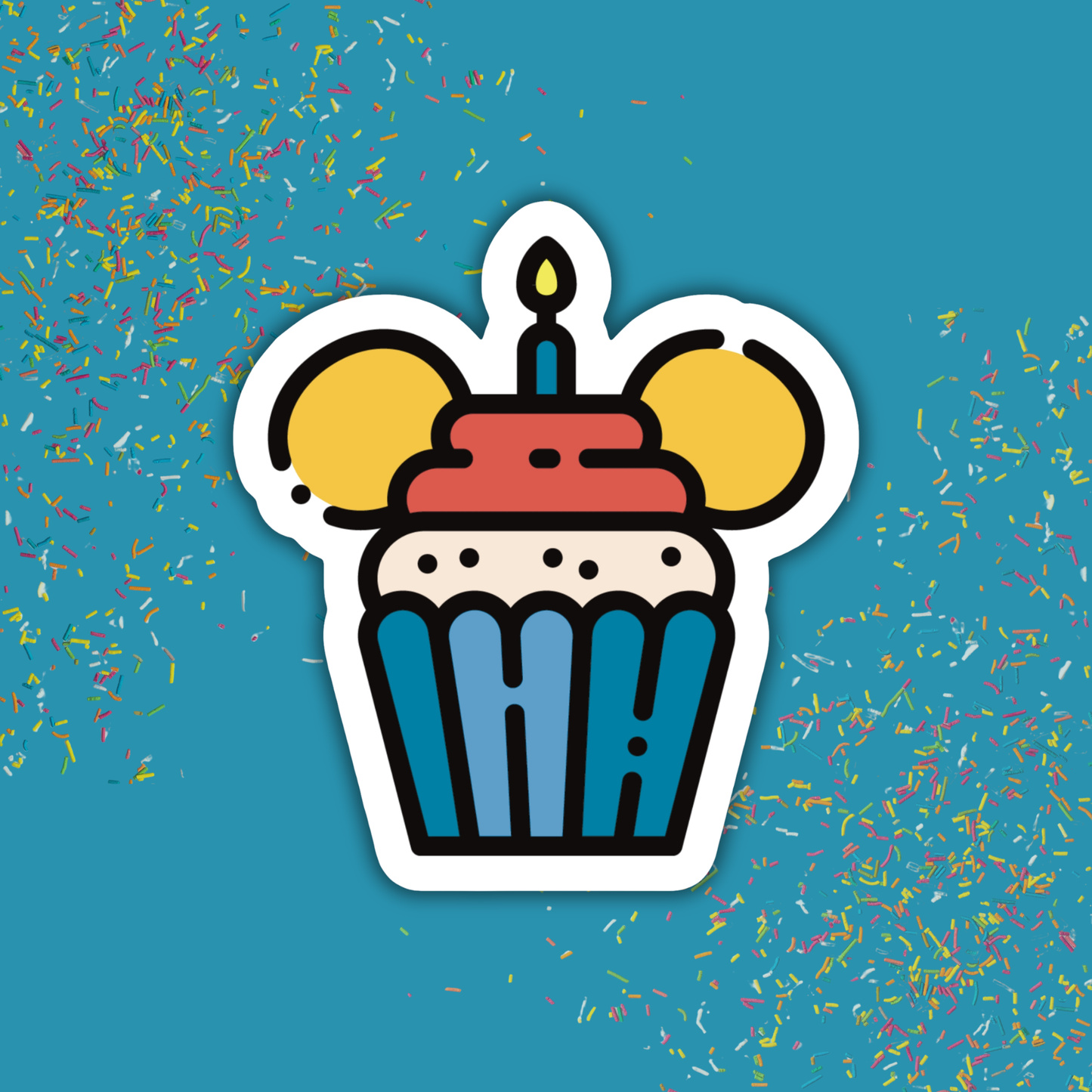 Disney Birthday Cupcake Sticker