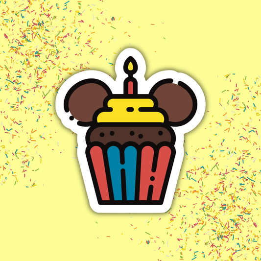 Disney Birthday Cupcake Sticker