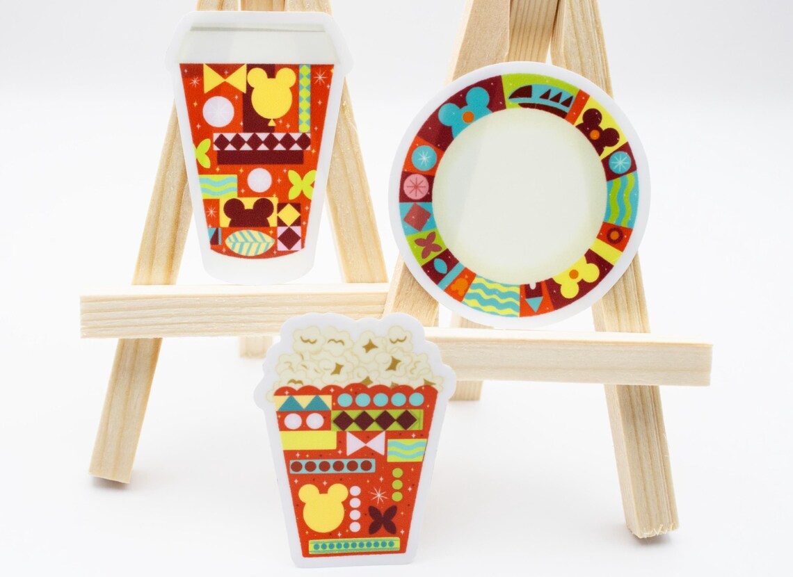 Disney Parks Cup, Plate and Popcorn Sticker Bundle