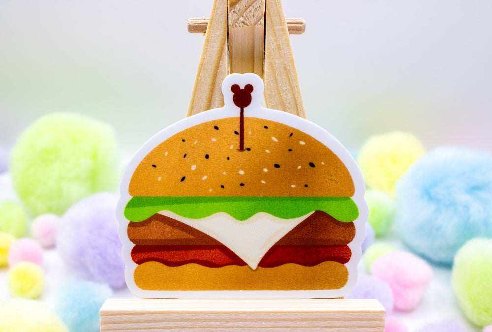 Disney Cheeseburger Sticker with Mickey Toothpick