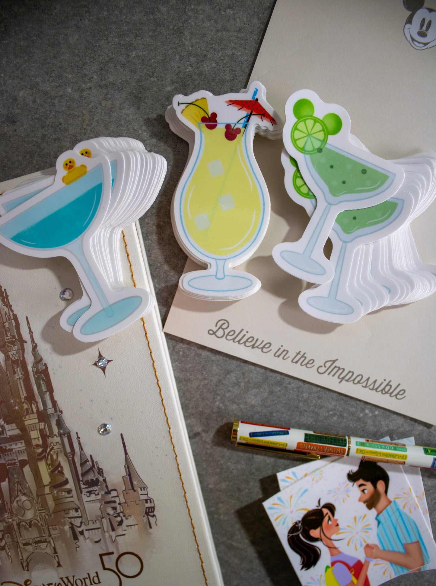 21st Birthday Favors — Set of 3 Disney Cocktail Stickers