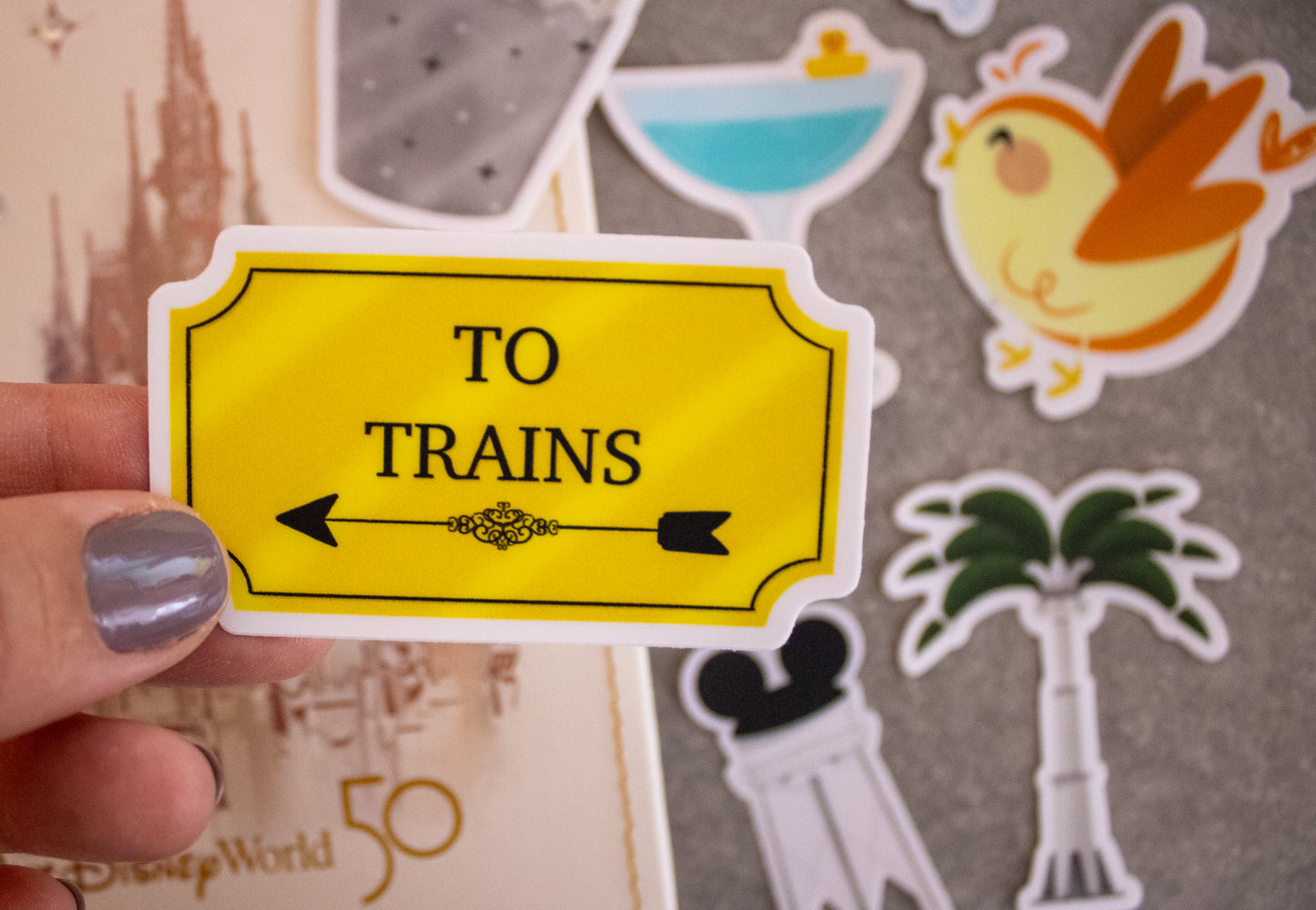 To Trains Sign Sticker