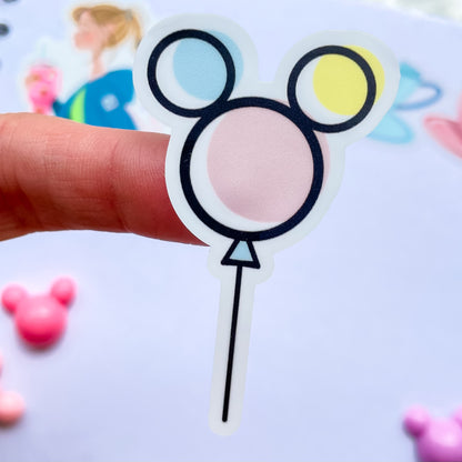Modern Mickey Balloon Sticker - Pink Blue Yellow