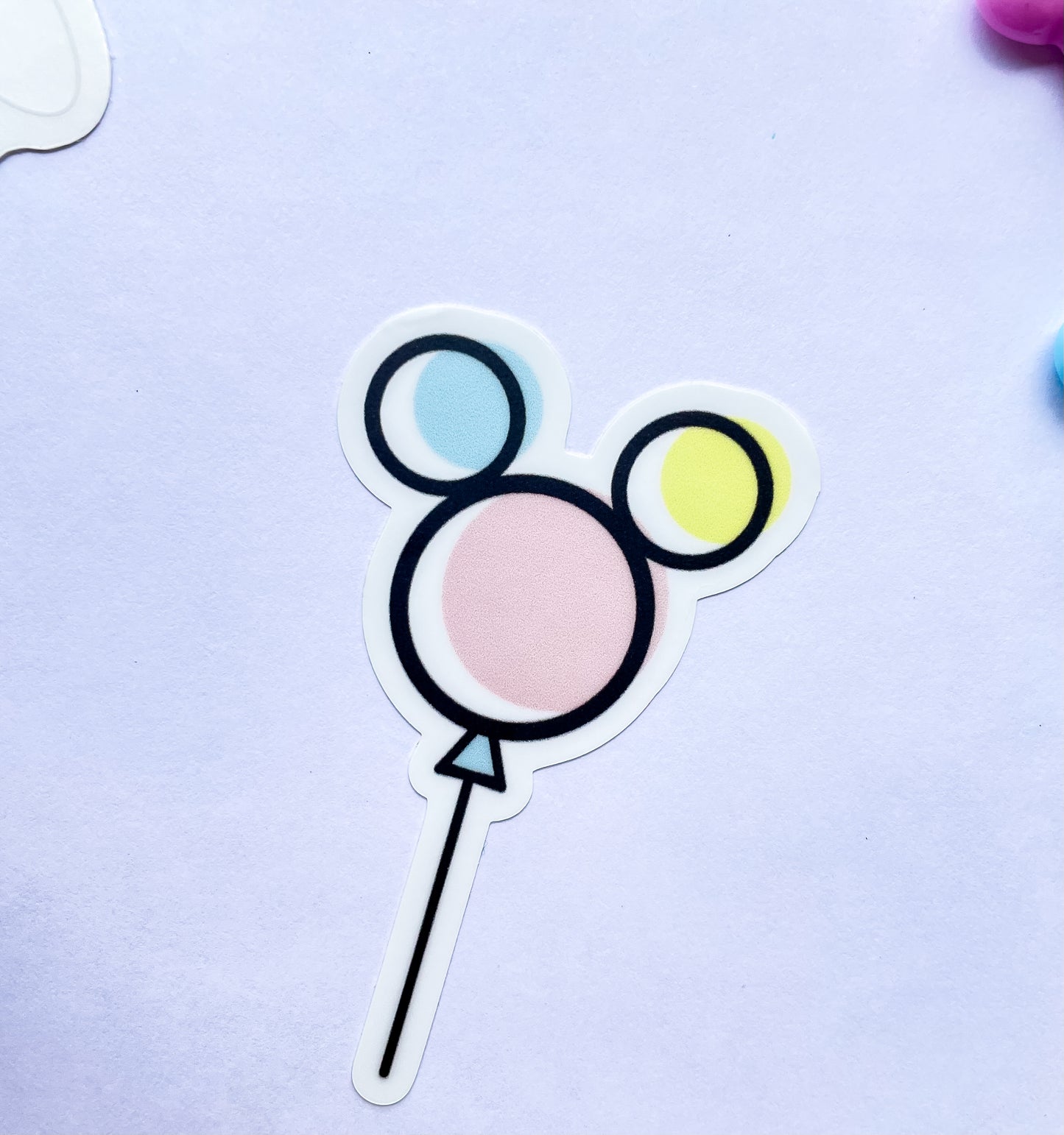 Modern Mickey Balloon Sticker - Pink Blue Yellow