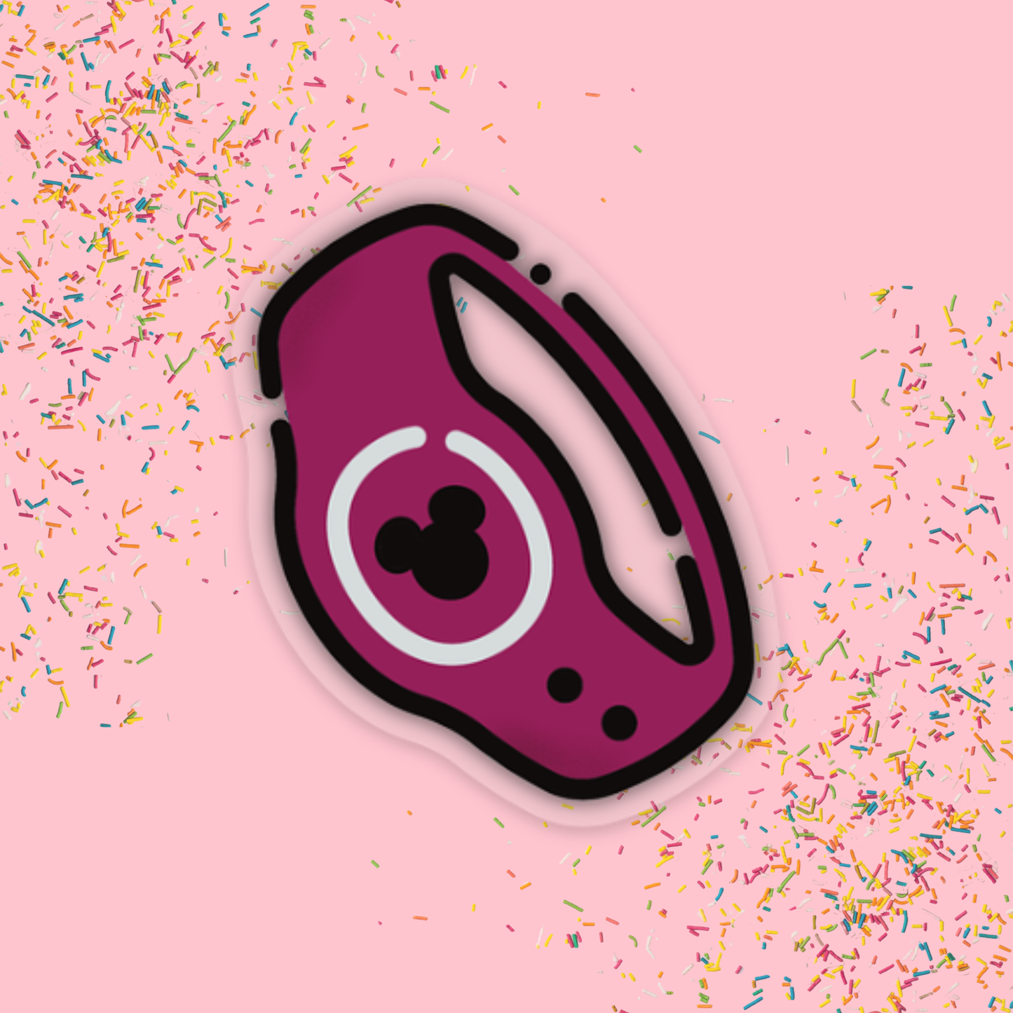 Dark Pink MagicBand with Mickey Disney Sticker