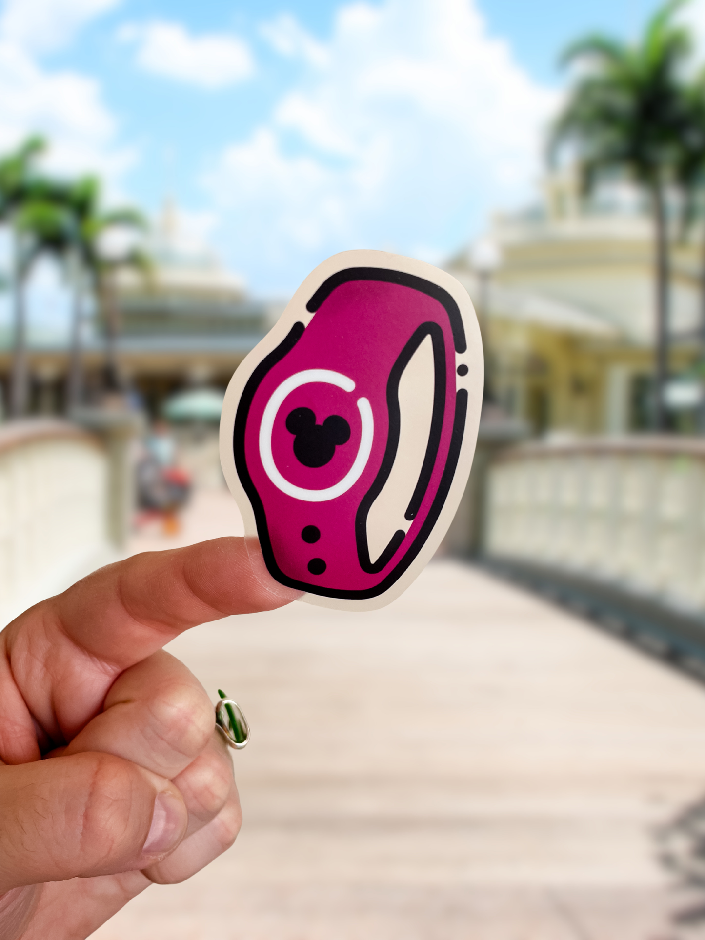 Dark Pink MagicBand with Mickey Disney Sticker
