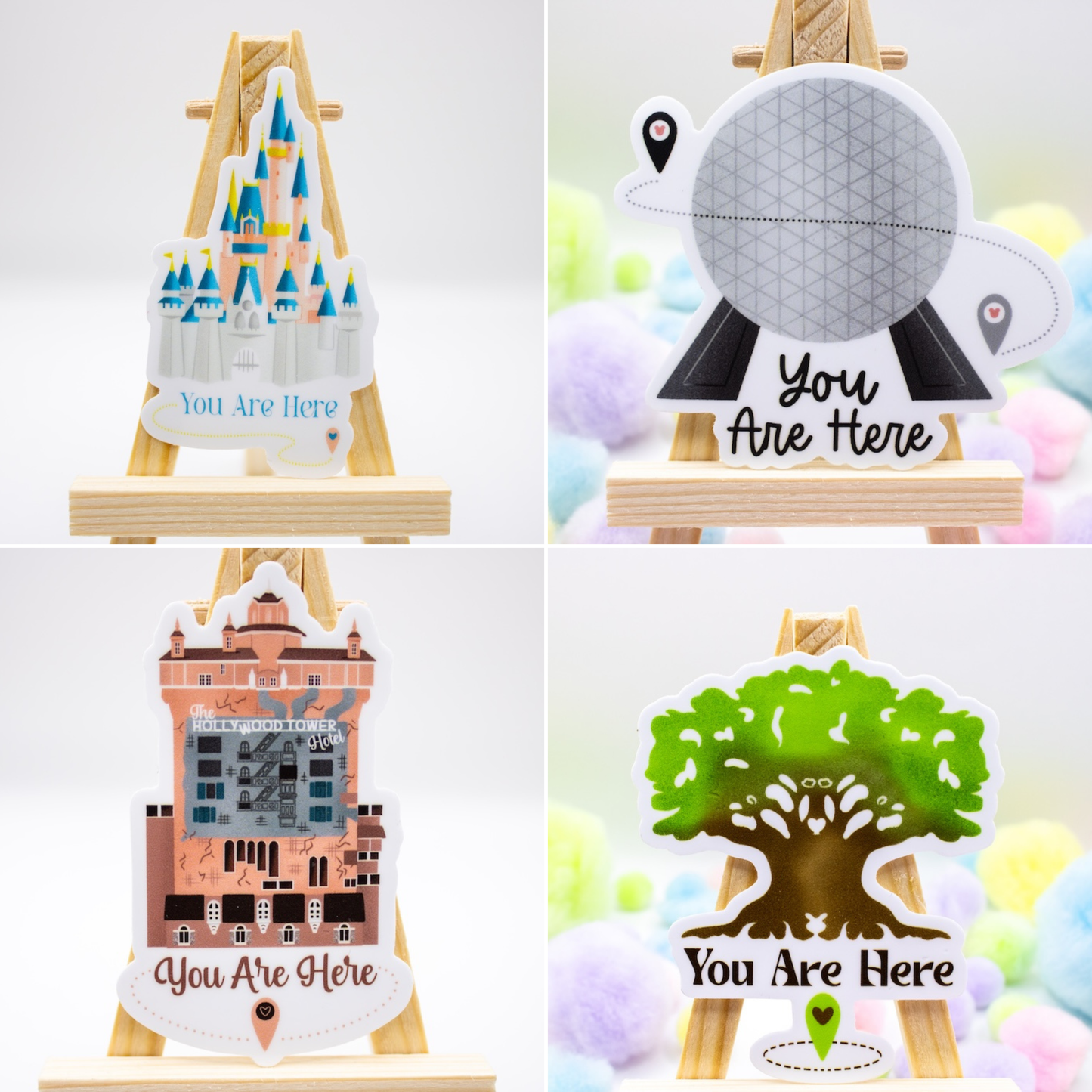 You Are Here Disney World Park Icons Sticker Set of 4
