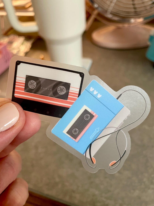 Cosmic Rewind Cassette Tape and Walkman Sticker