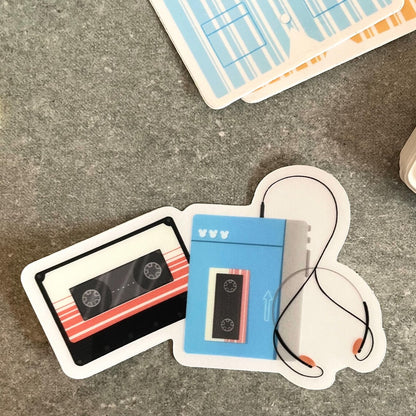 Cosmic Rewind Cassette Tape and Walkman Sticker