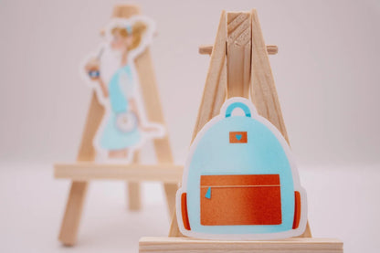 Blue and Orange Backpack Sticker