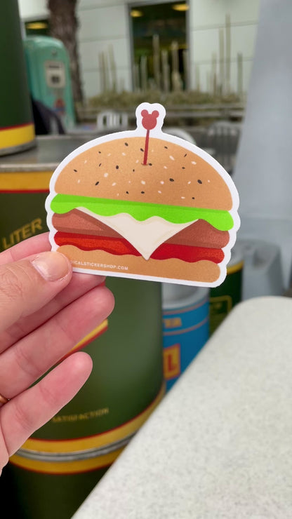 Cheeseburger Sticker with Mickey Toothpick